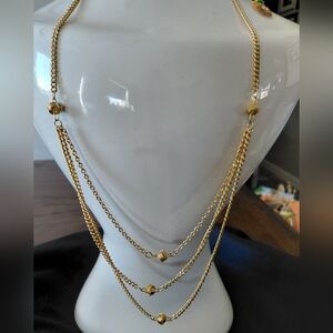 Chic Gold Triple Strand Necklace